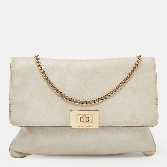 Michael Kors Handbags - MICHAEL MICHAEL KORS White Leather Sloan Chain Flap Shoulder Bag